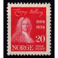 1934 Norge - AFA 169 - 250-året for Ludvig Holbergs fødsel - 20 øre rød - Postfrisk.